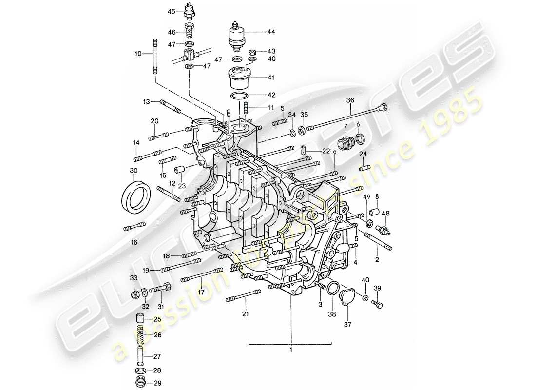 porsche 1987 (959) basamento diagramma delle parti