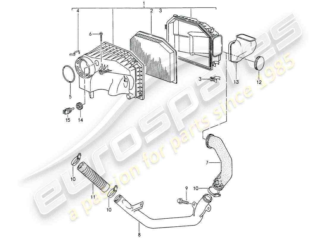 porsche 1995 (993) diagramma delle parti del filtro dell'aria