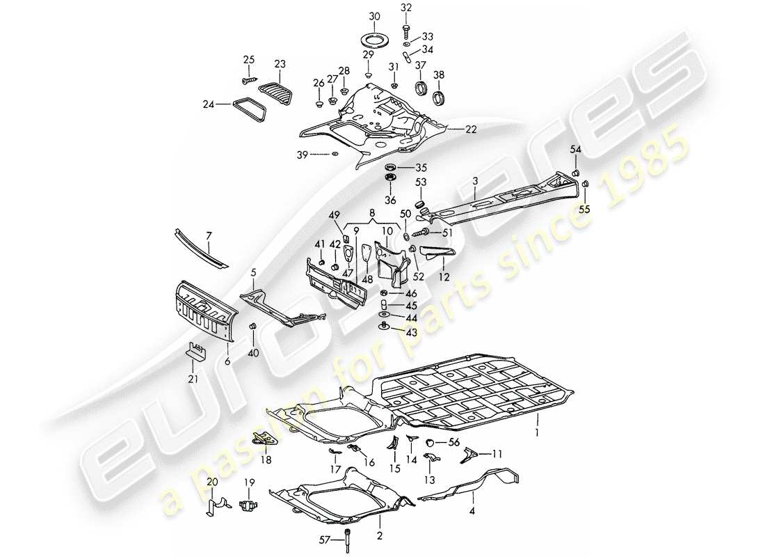 porsche 1966 (911/912) diagramma delle parti del telaio