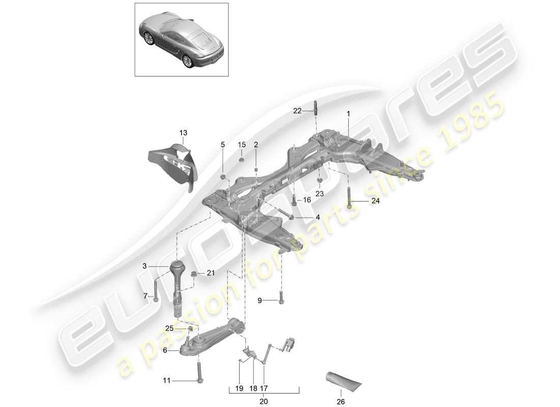 porsche 2014 (981 cayman) membro trasversale diagramma delle parti