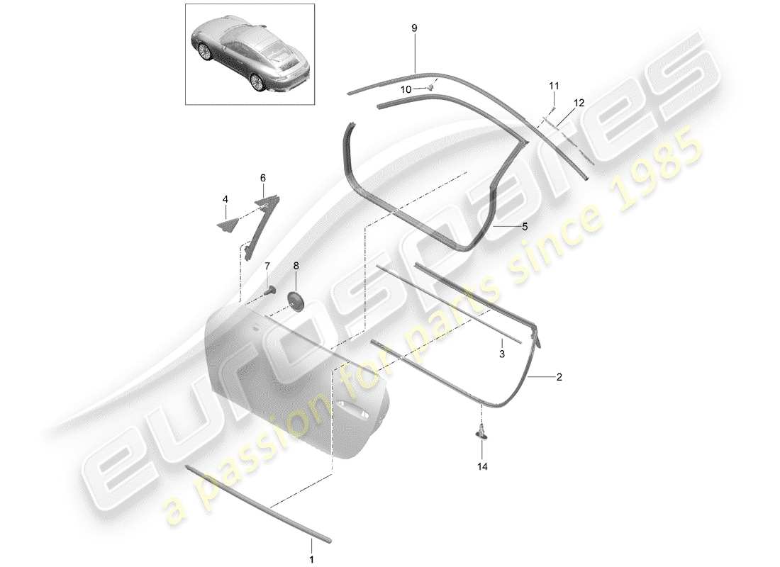 porsche 2017 (991-2) guarnizione della porta diagramma delle parti