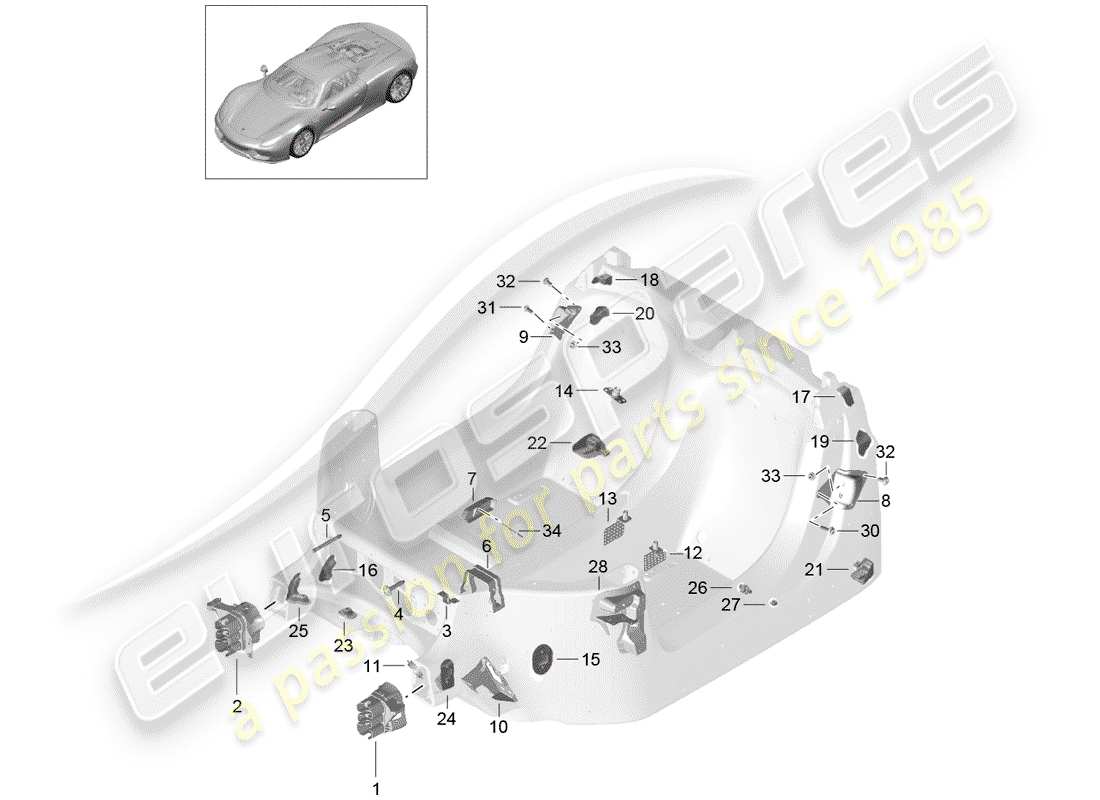 porsche 2015 (918 spyder) concetto di riparazione speciale diagramma delle parti