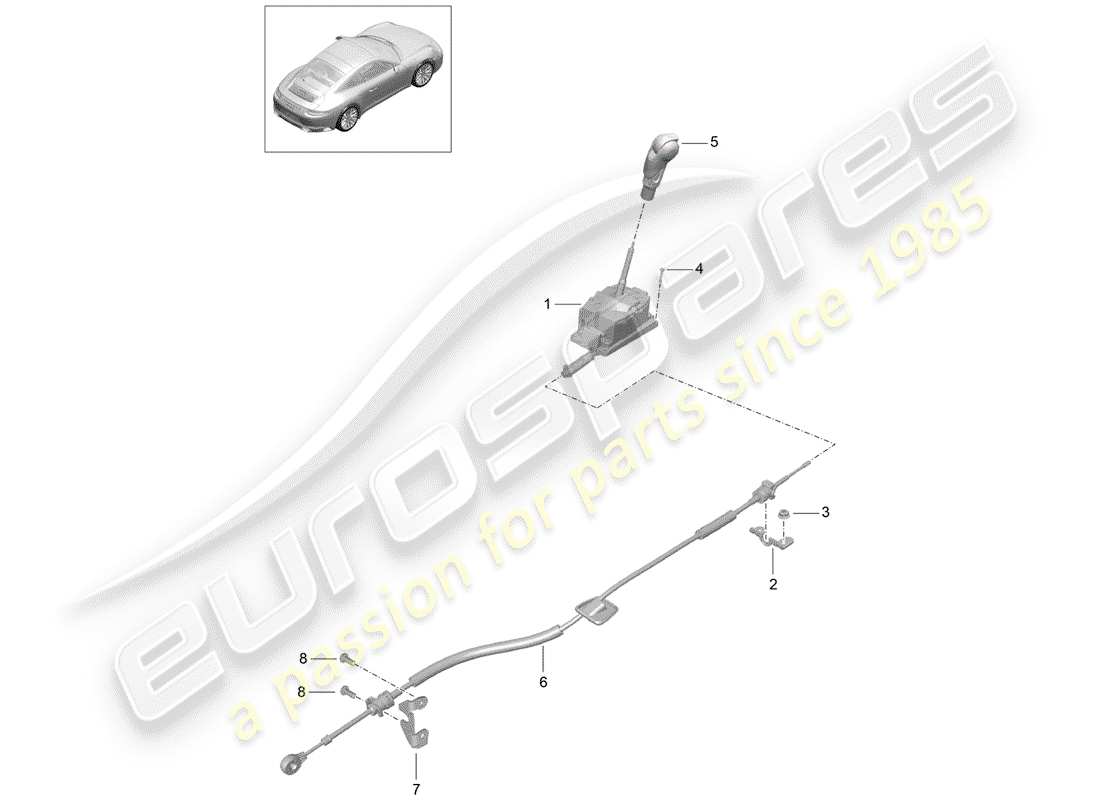 porsche 2020 (991-2) leva selettrice diagramma delle parti
