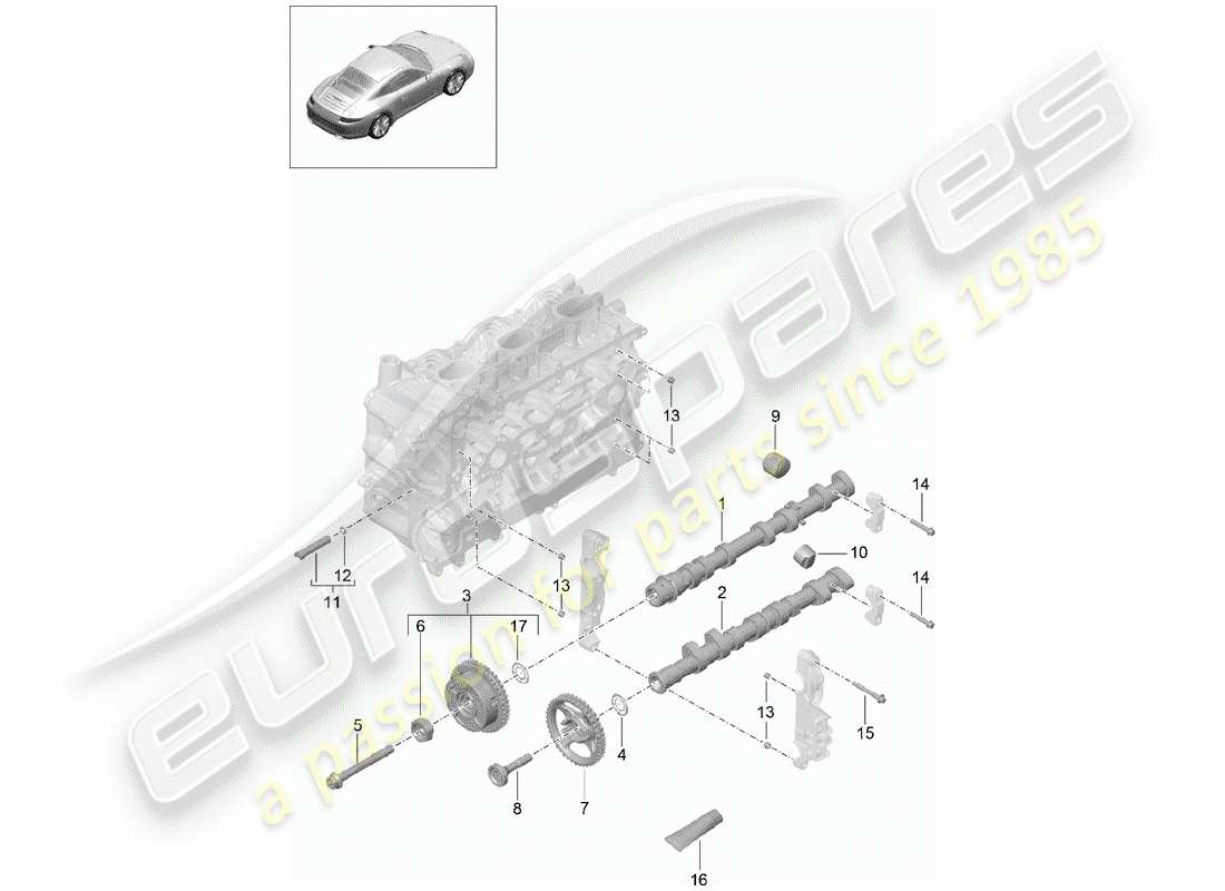 porsche 2014 (991-1) albero a camme diagramma delle parti