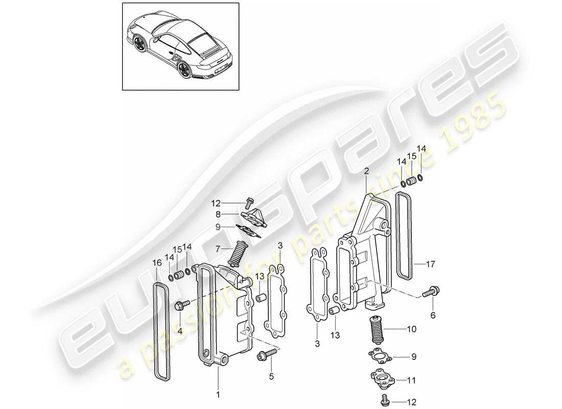 porsche 2011 (997-2 turbo / gt2 rs) cassa catena diagramma delle parti