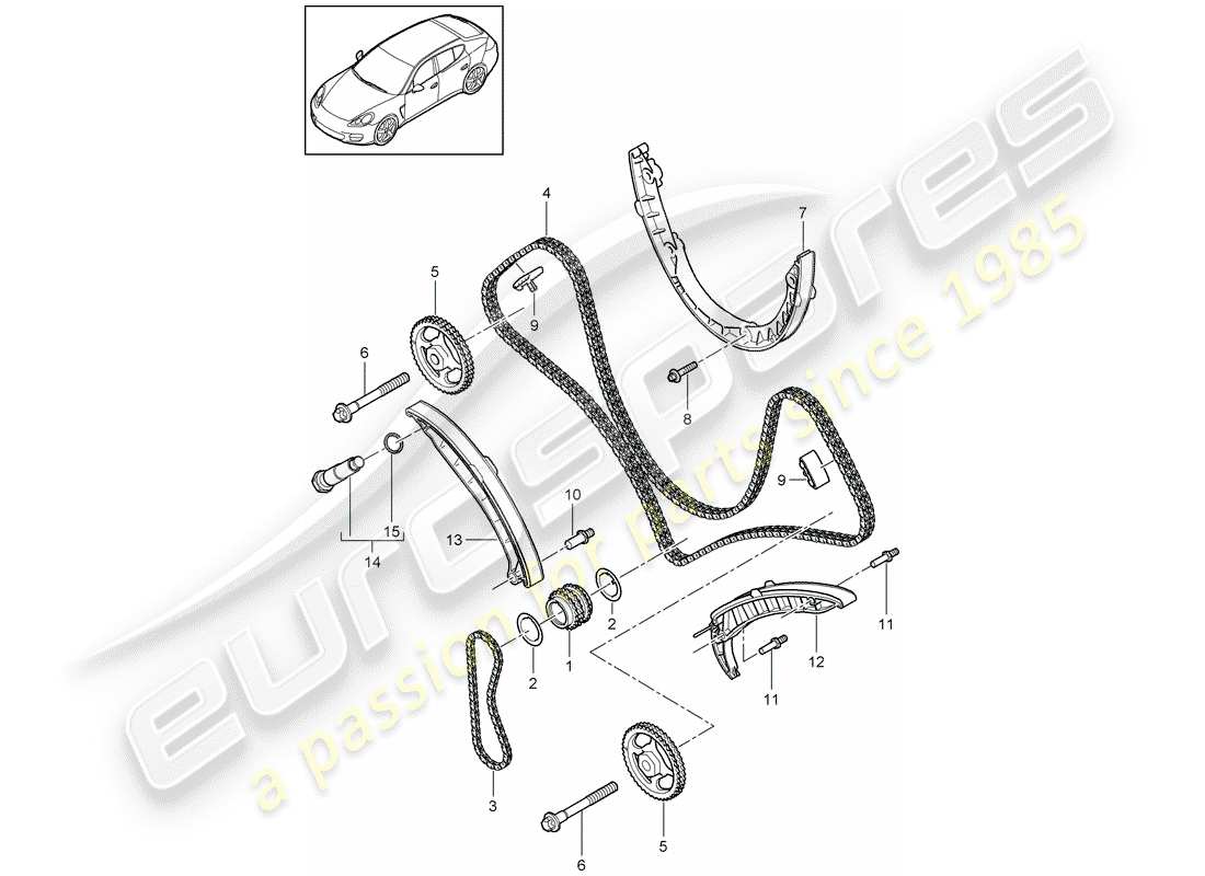 porsche 2012 (panamera 970) catena temporale diagramma delle parti