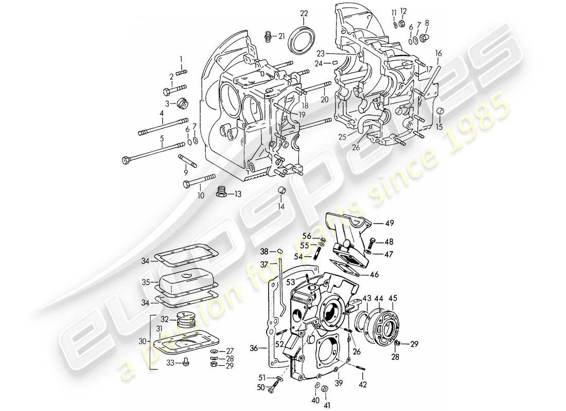 porsche 1950 (356/356a) basamento - m 22 001 >> - m 50 101 >> - m 33 901 >> - m 41 001 >> - m 60 001 > > - m 80 001 >> diagramma delle parti