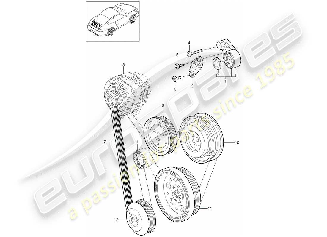 porsche 2012 (997-2) tendicinghia diagramma delle parti
