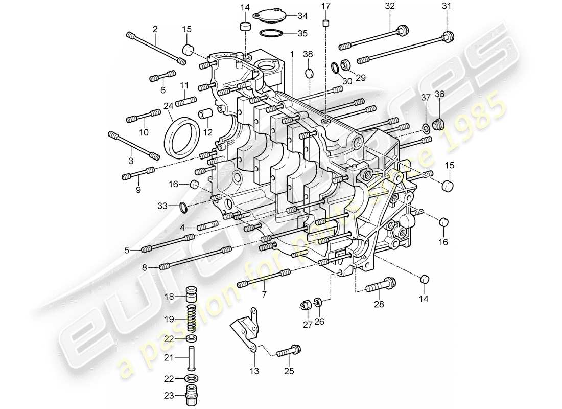 porsche 2007 (997-1 gt3) basamento diagramma delle parti