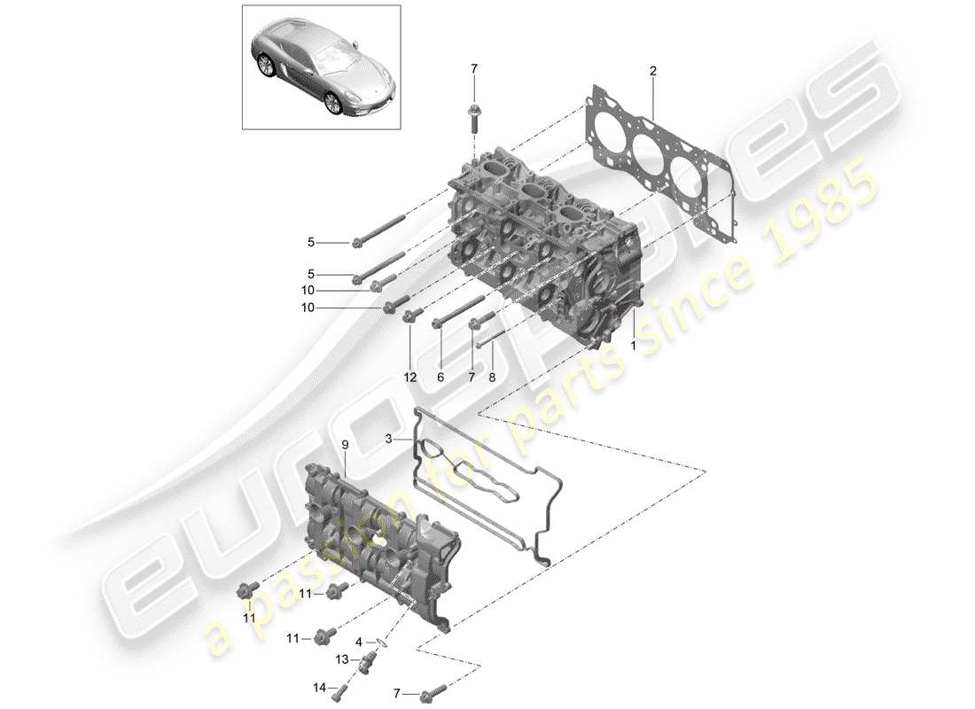porsche 2014 (981 cayman) testata diagramma delle parti