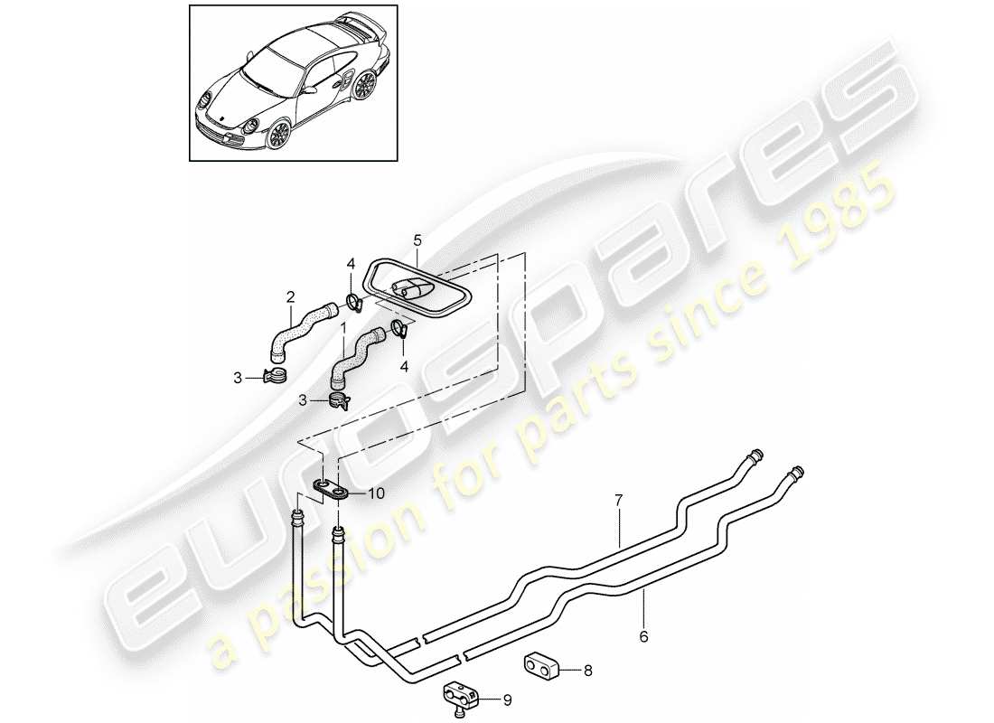 porsche 2011 (997-2 turbo / gt2 rs) impianto di riscaldamento 1 diagramma delle parti