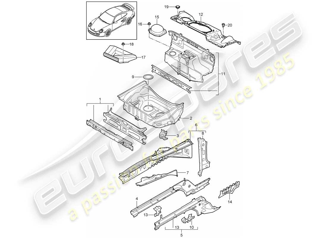 porsche 2013 (997-2 turbo / gt2 rs) schema delle parti frontale