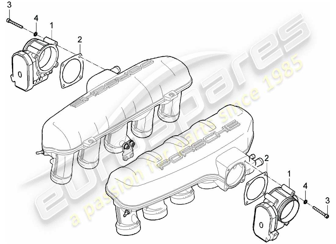 porsche 2005 (carrera gt) schema delle parti corpo farfallato
