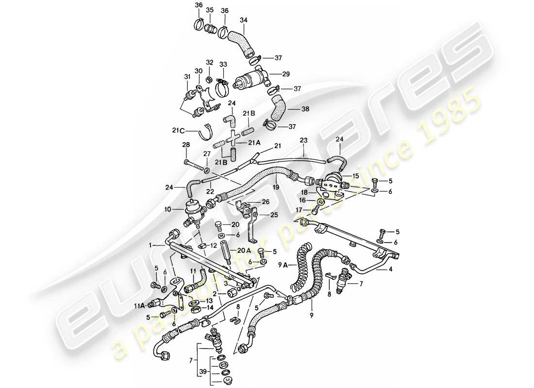 porsche 1989 (911) per - l-jetronic ii diagramma delle parti