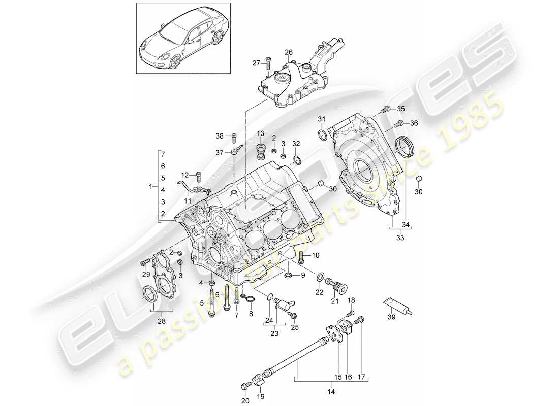 porsche 2015 (panamera 970) schema delle parti del basamento