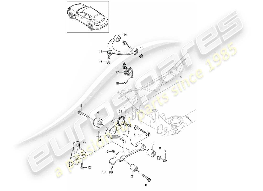 porsche 2012 (panamera 970) braccio di controllo del binario diagramma delle parti