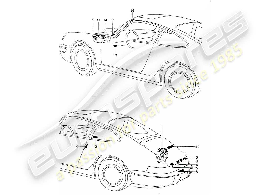 porsche 1990 (964) segnali/avvisi diagramma delle parti