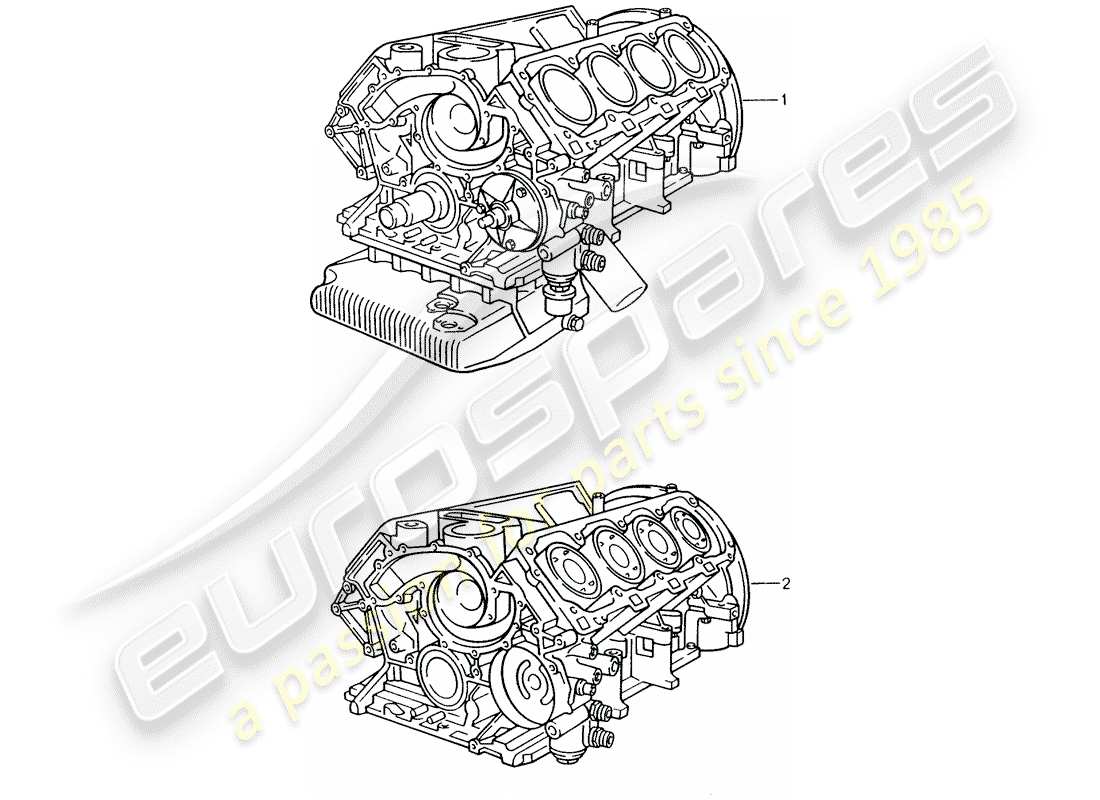 porsche 1995 (928) motore di ricambio - motore corto - carter diagramma delle parti