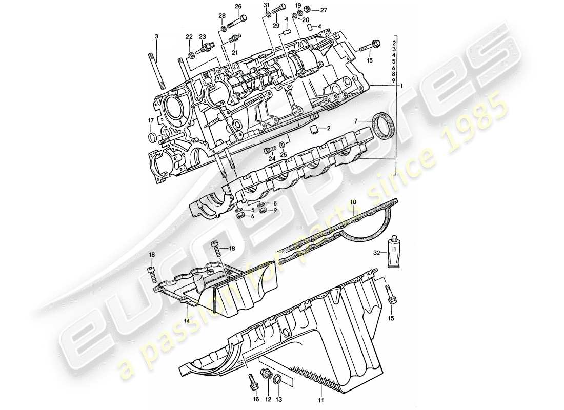 porsche 1982 (944) basamento diagramma delle parti
