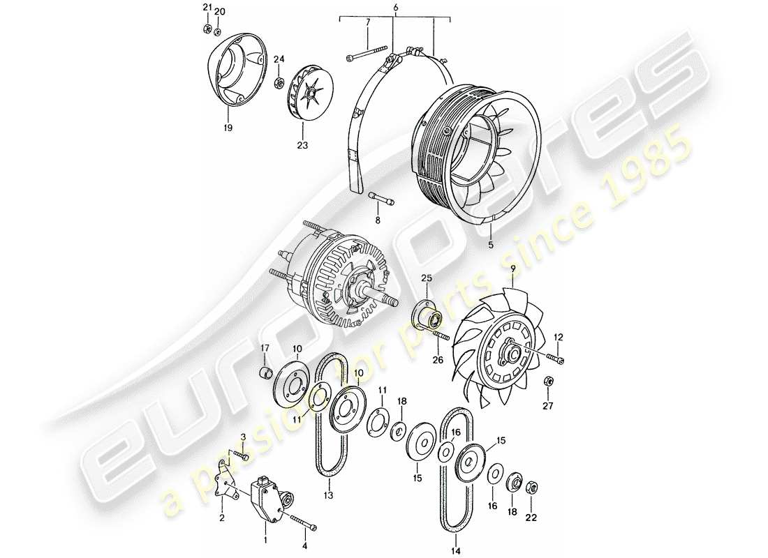 porsche 1995 (993) diagramma delle parti del raffreddamento ad aria