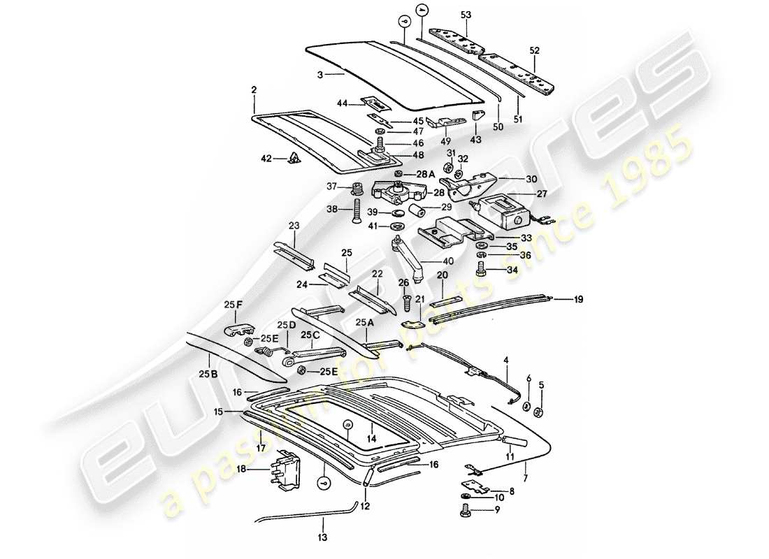 porsche 1983 (911) tetto apribile diagramma delle parti