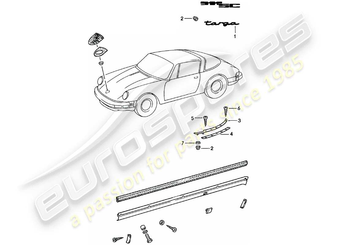 porsche 1979 (911) raccordi decorativi diagramma delle parti