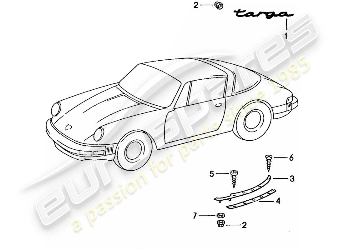 porsche 1989 (911) raccordi decorativi diagramma delle parti