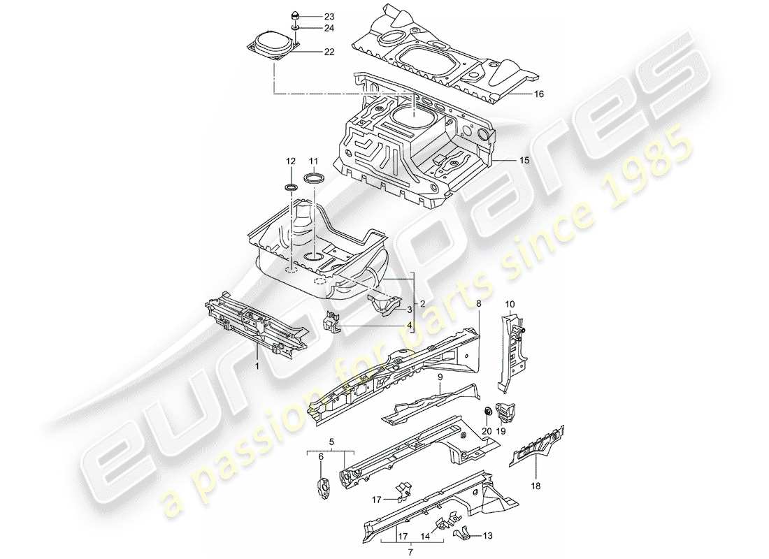 porsche 2005 (996 turbo / gt2) anteriore - parti singole diagramma delle parti