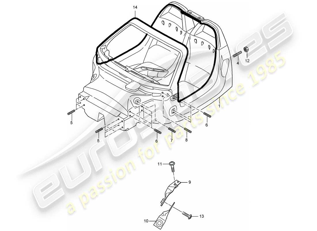 porsche 2005 (carrera gt) monoscocca diagramma delle parti