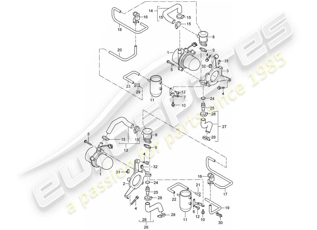 porsche 2005 (carrera gt) iniezione aria diagramma delle parti