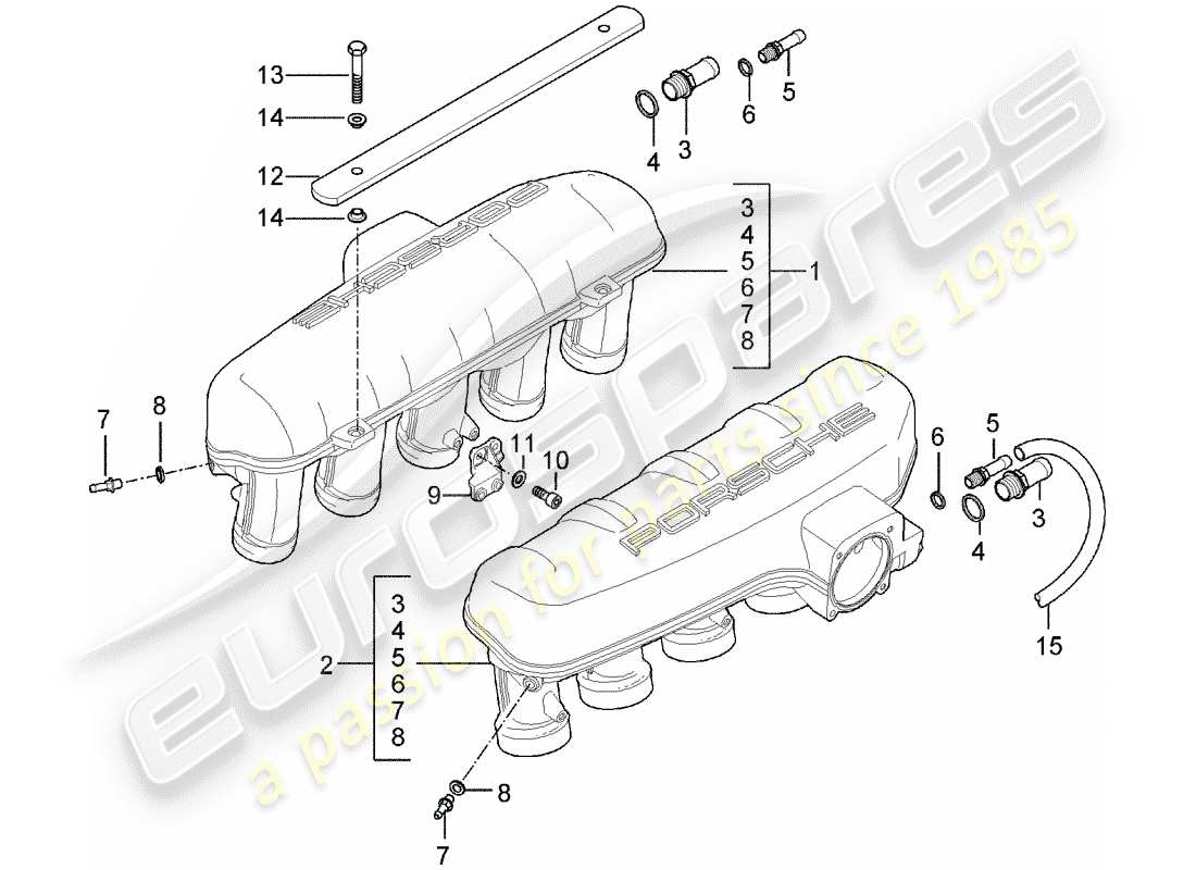 porsche 2004 (carrera gt) distributore dell'aria aspirata diagramma delle parti