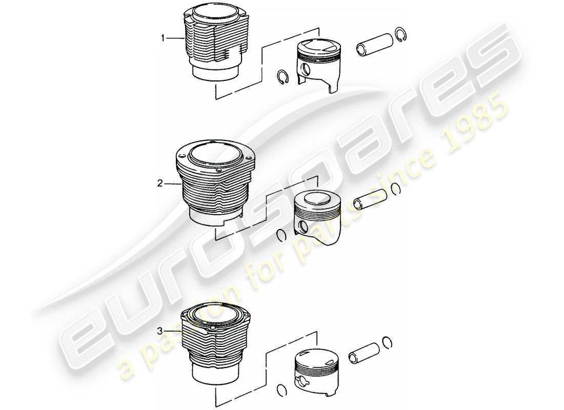 porsche replacement catalogue (2004) cilindro con pistoni schema delle parti