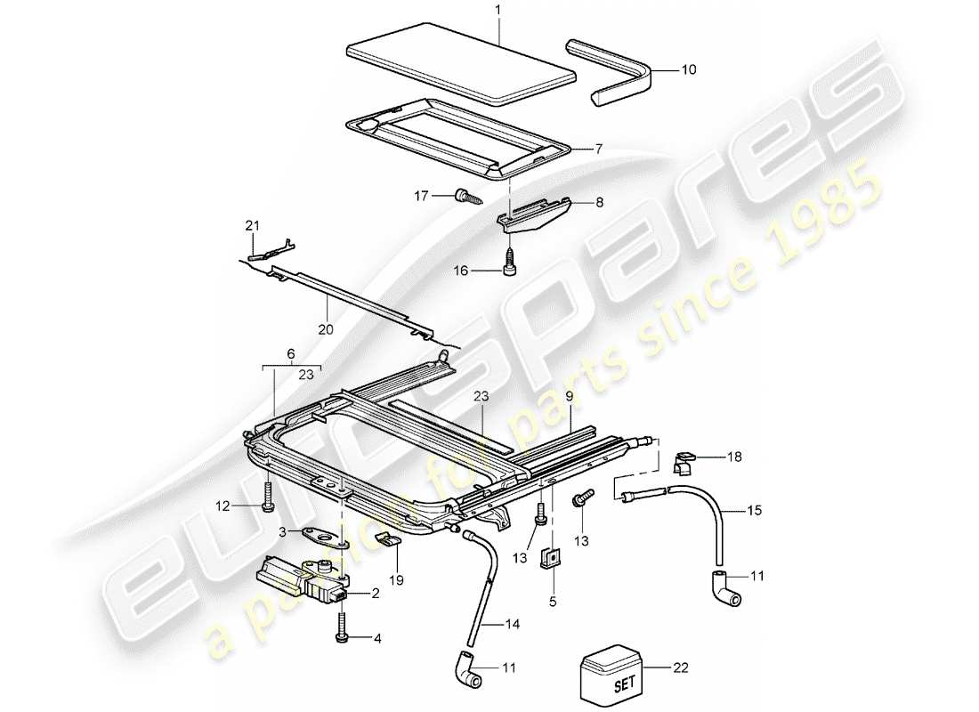 porsche 2004 (996 turbo / gt2) tetto apribile diagramma delle parti