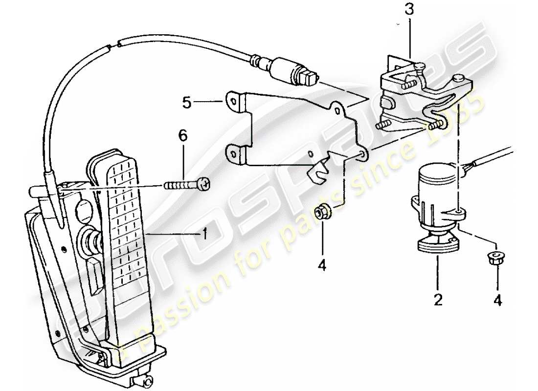 porsche 2002 (996 turbo / gt2) pedali - comando acceleratore diagramma delle parti