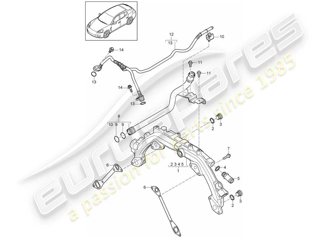 porsche 2012 (panamera 970) raffreddamento ad acqua 1 diagramma delle parti