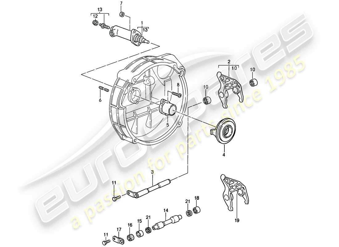 porsche 1989 (911) rilascio della frizione - idraulico diagramma delle parti