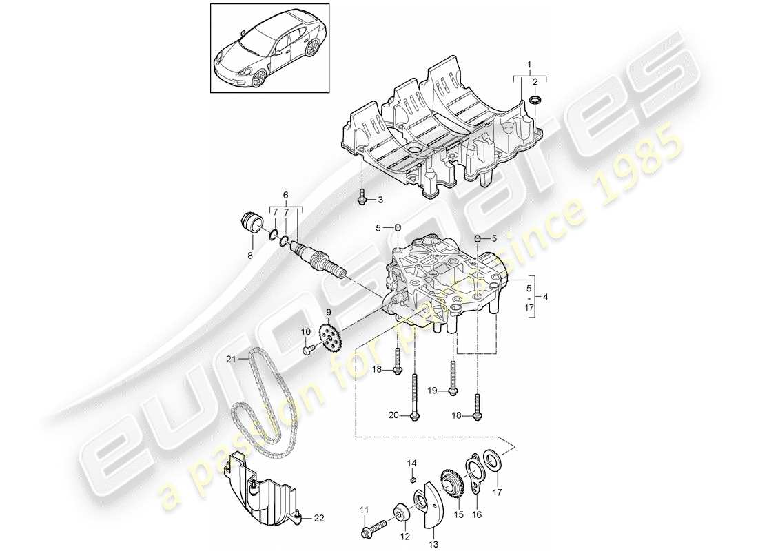 porsche 2014 (panamera 970) deflettore olio diagramma delle parti