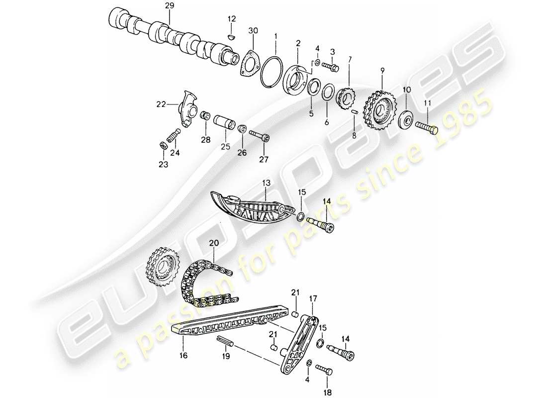 porsche 1990 (964) controllo della valvola diagramma delle parti