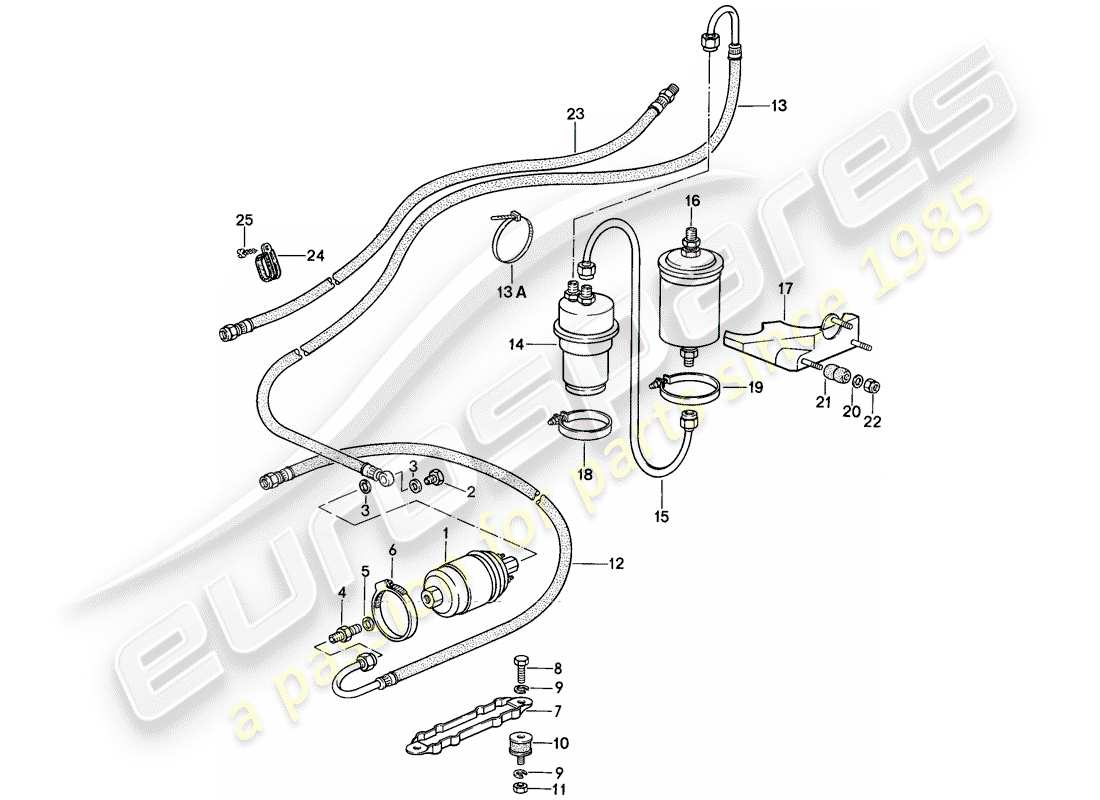 porsche 1985 (911) sistema di alimentazione carburante diagramma delle parti