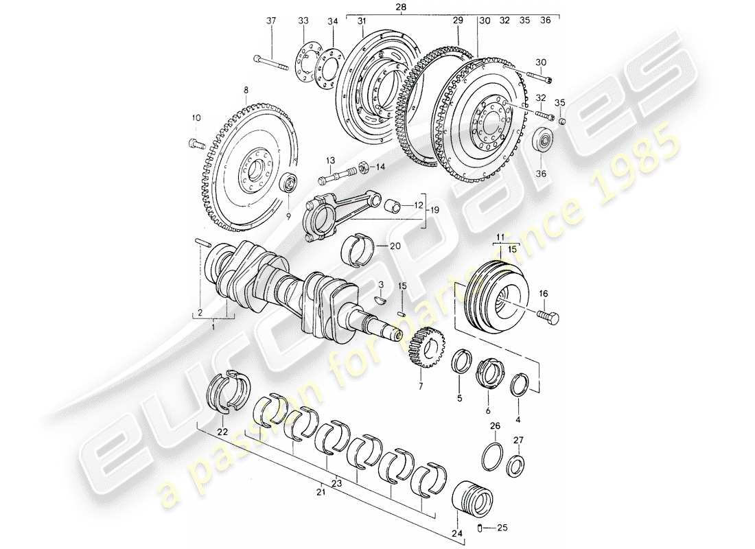 porsche 1990 (964) albero a gomiti diagramma delle parti