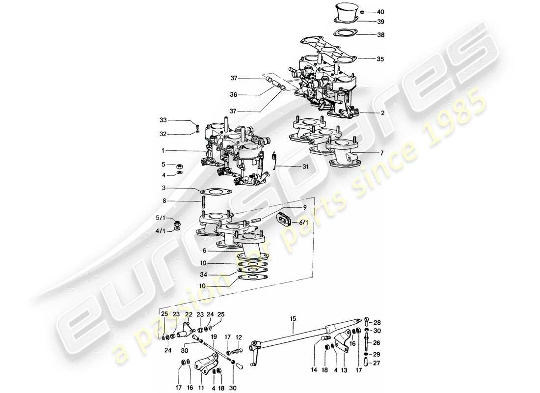porsche 1971 (914) schema delle parti del carburatore