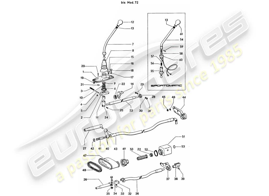 porsche 1971 (914) controllo della trasmissione - d >> - mj 1972 schema delle parti