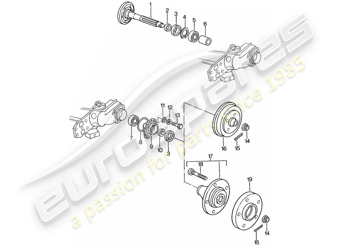porsche 1979 (924) albero della ruota posteriore - lubrificanti schema delle parti