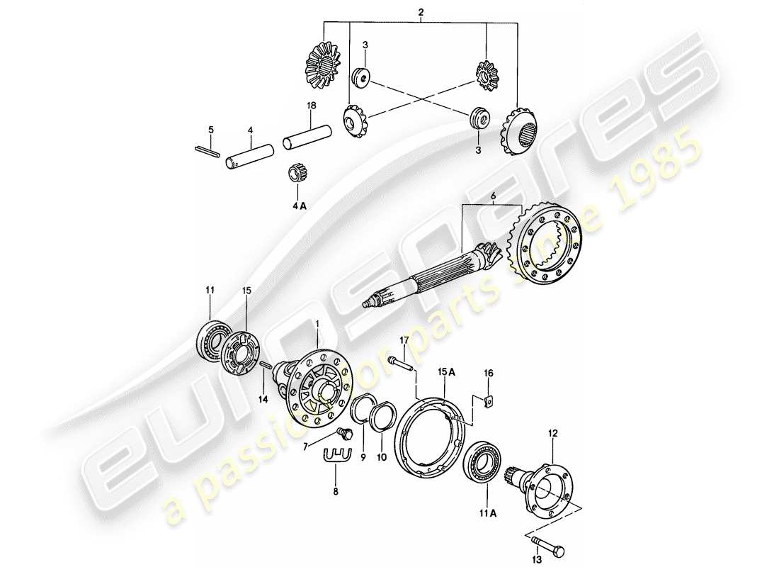 porsche 1989 (911) differenziale diagramma delle parti