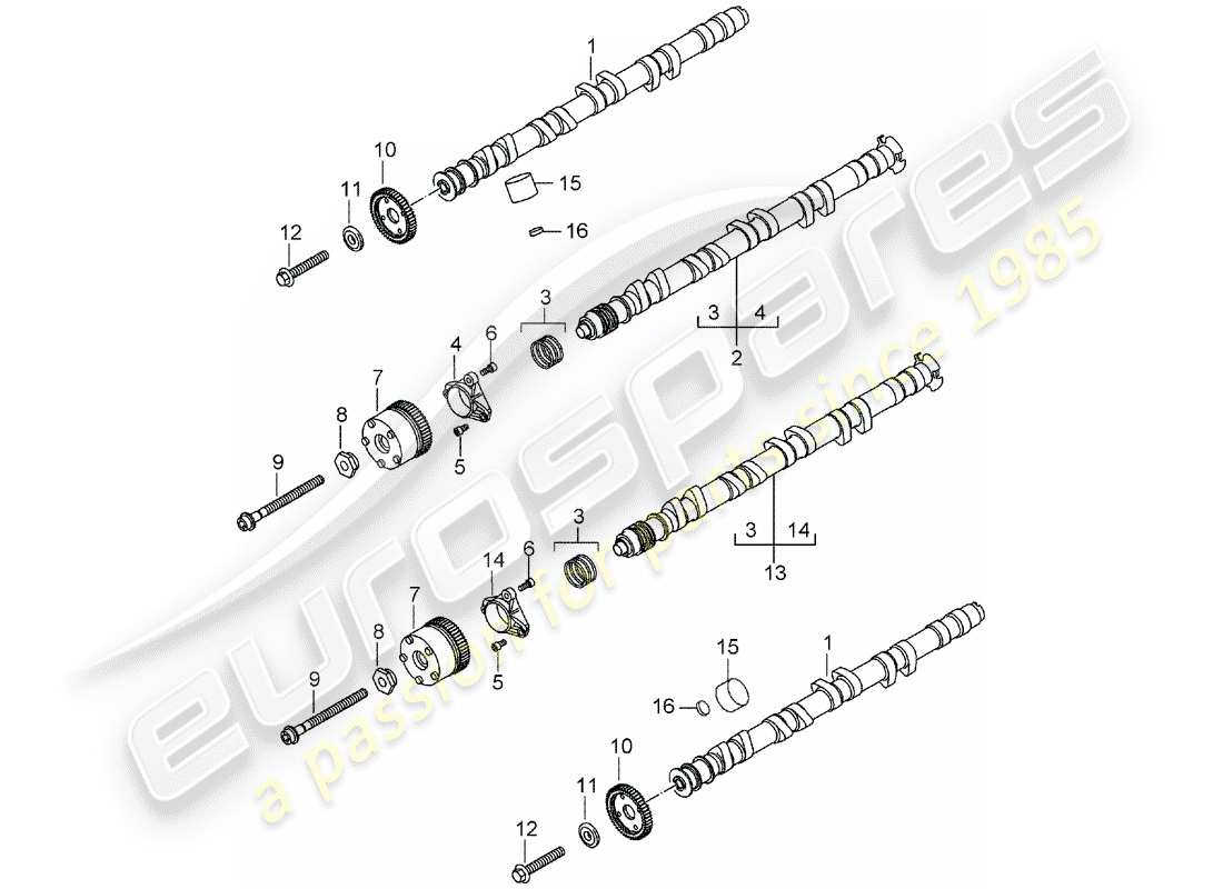 porsche 2005 (carrera gt) albero a camme diagramma delle parti