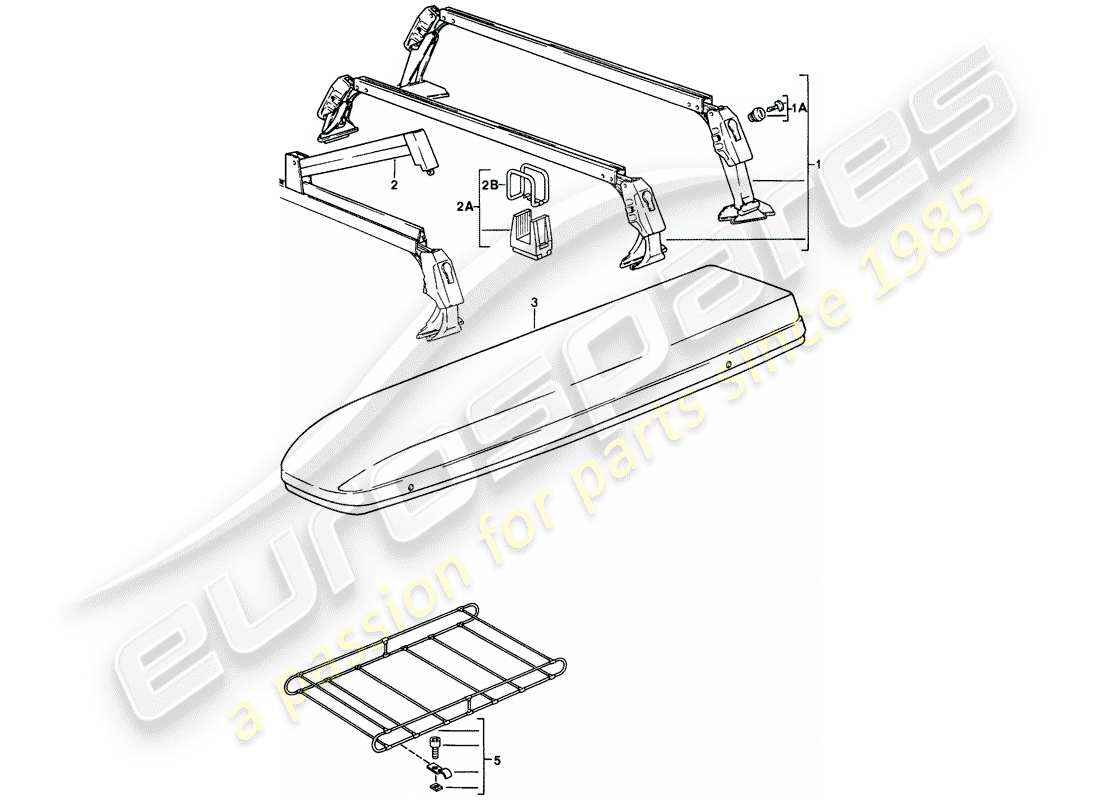 porsche 1989 (911) sistema di trasporto sul tetto diagramma delle parti