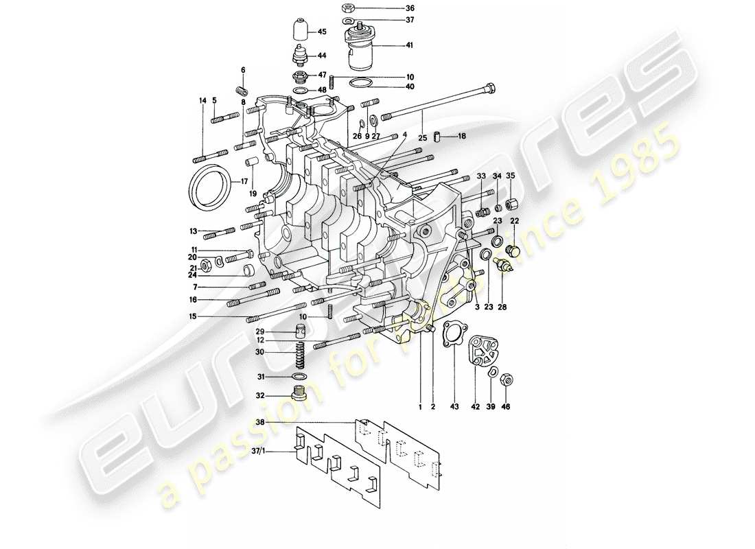 porsche 1975 (914) basamento diagramma delle parti