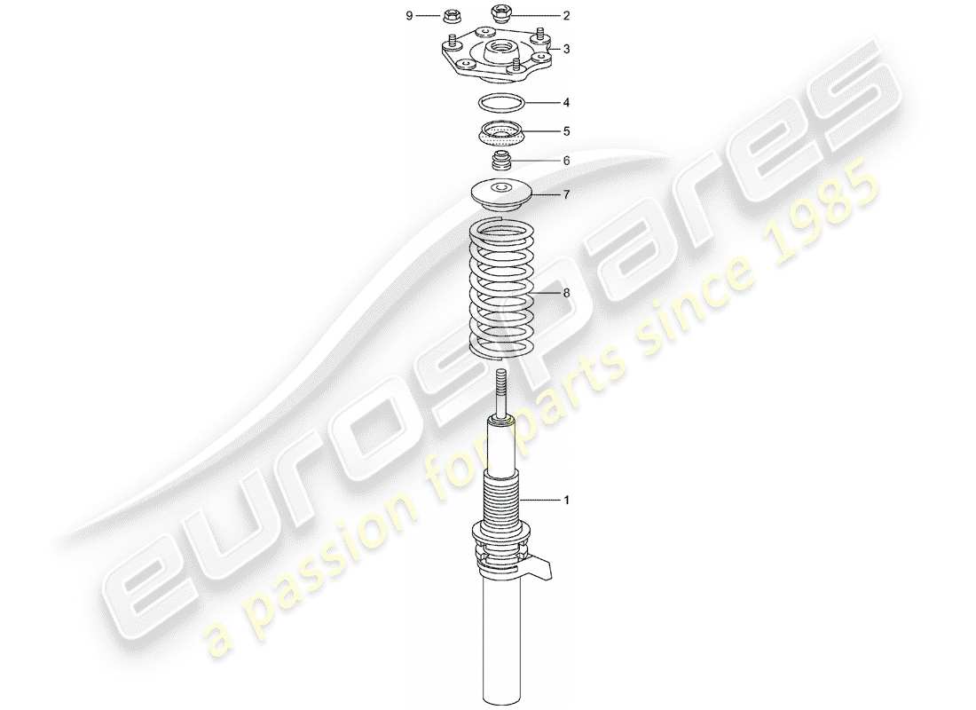 porsche 2002 (996 turbo / gt2) sospensione - punte ammortizzatore diagramma delle parti