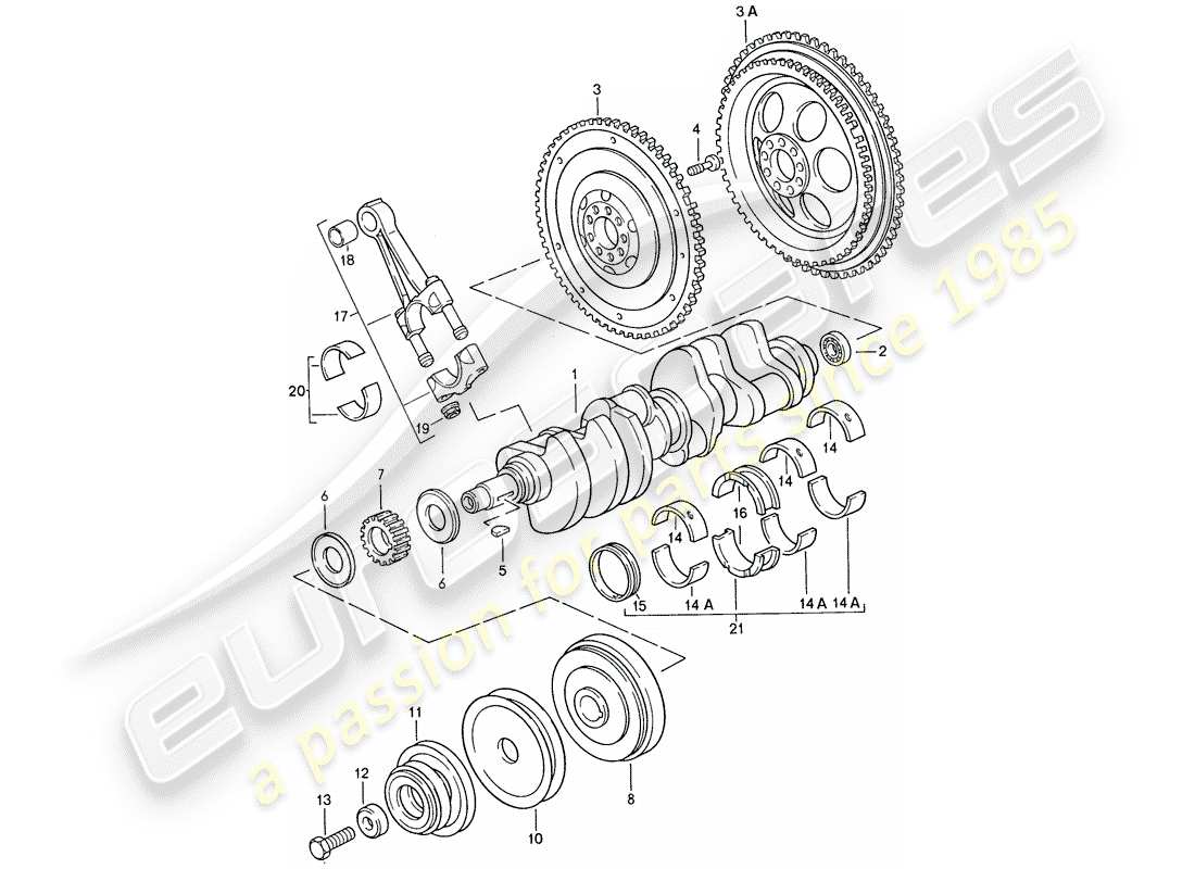 porsche 1989 (928) albero motore - biella diagramma delle parti
