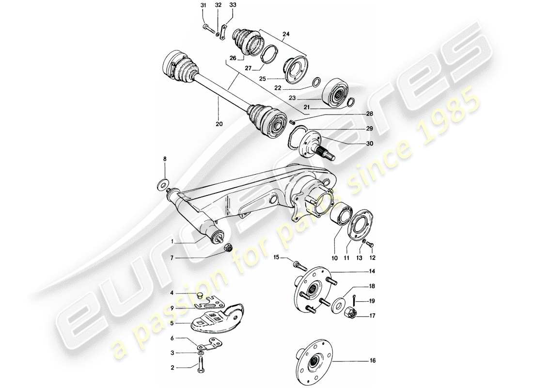 porsche 1971 (914) asse posteriore diagramma delle parti